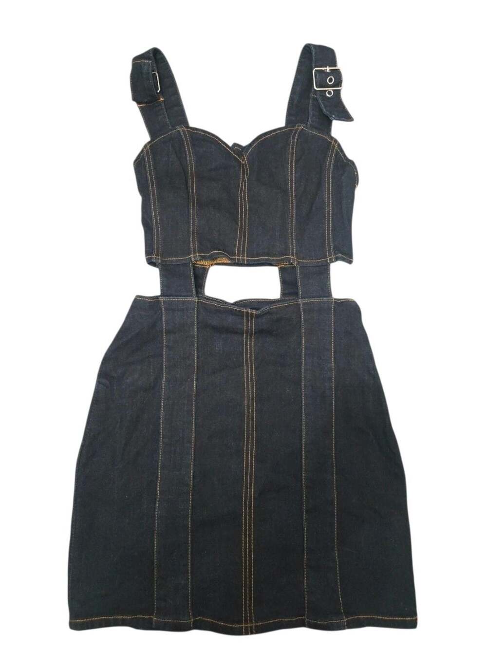 True Religion Denim Mini Dress Size XS Dark Blue Cut-Out Straps